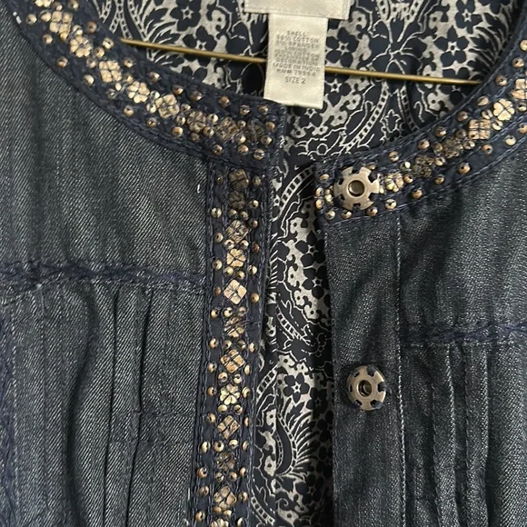 Chicos Denim Embellished Jacket Size 2 - Picture 4 of 4